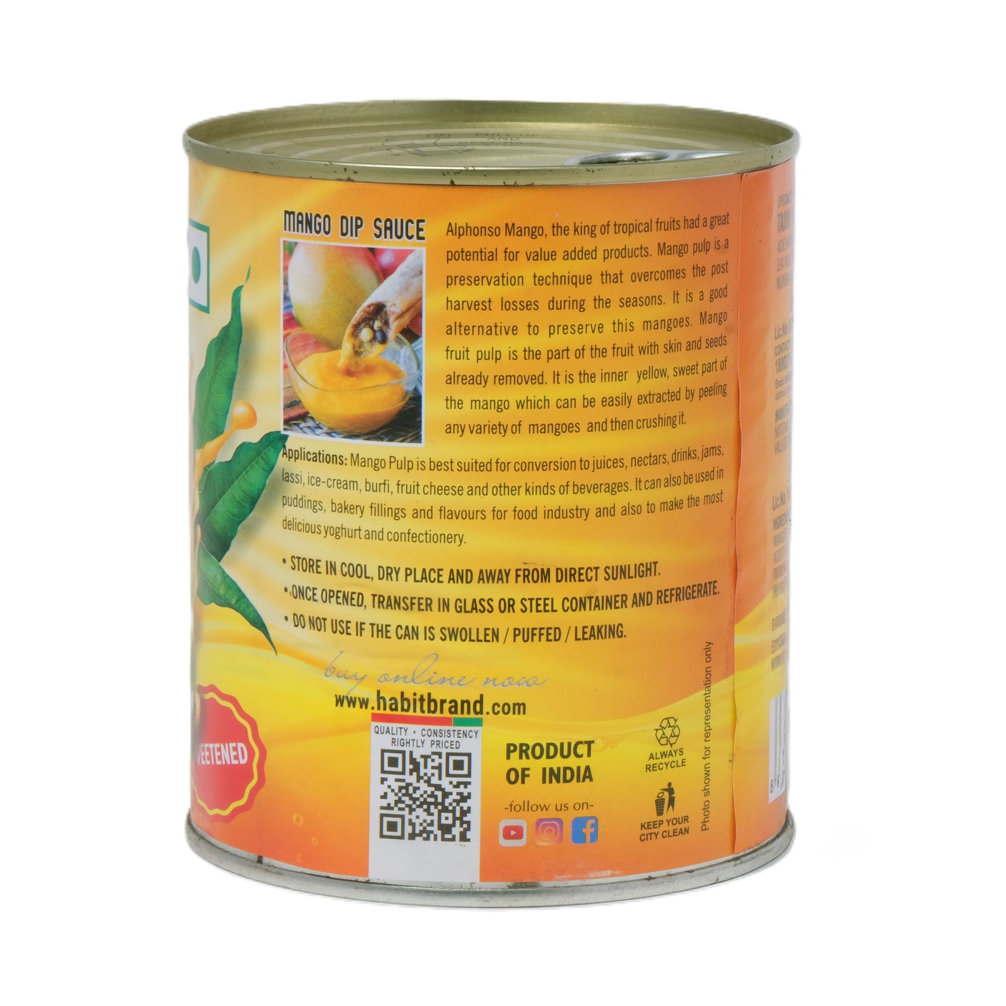 Habit Alphonso Mango Pulp (850 GM)