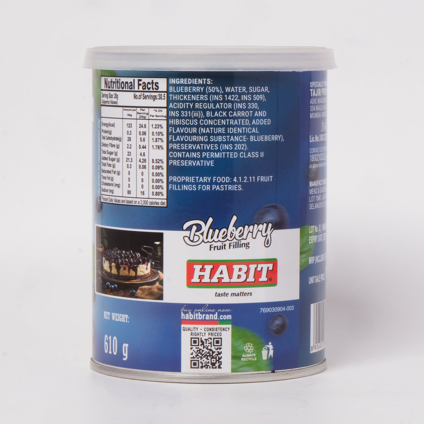 Habit Blueberry Pie Filling 50% Fruit
