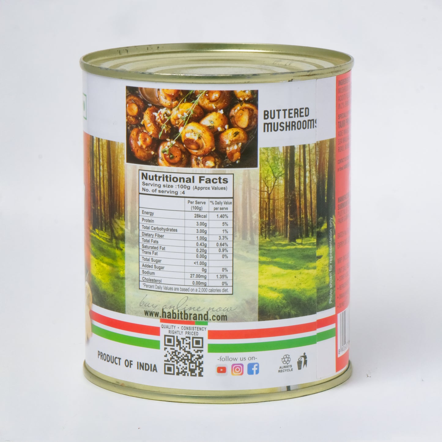 Habit Button Mushroom Tandoor (800 GM)