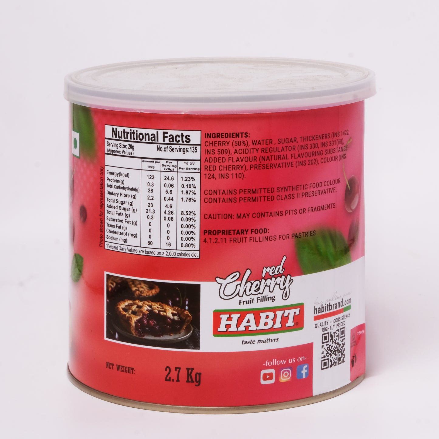 Habit Red Cherry Pie Filling 50% Fruit