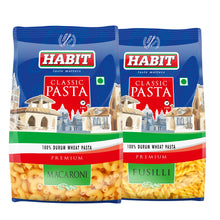 HABIT Premium Pasta Combo – Fusilli 500g + Macaroni 500g x Pack of 2 | Durum Wheat Semolina | No Maida | Non-Sticky | Perfect Sauce Absorption | Ideal for Italian Recipes