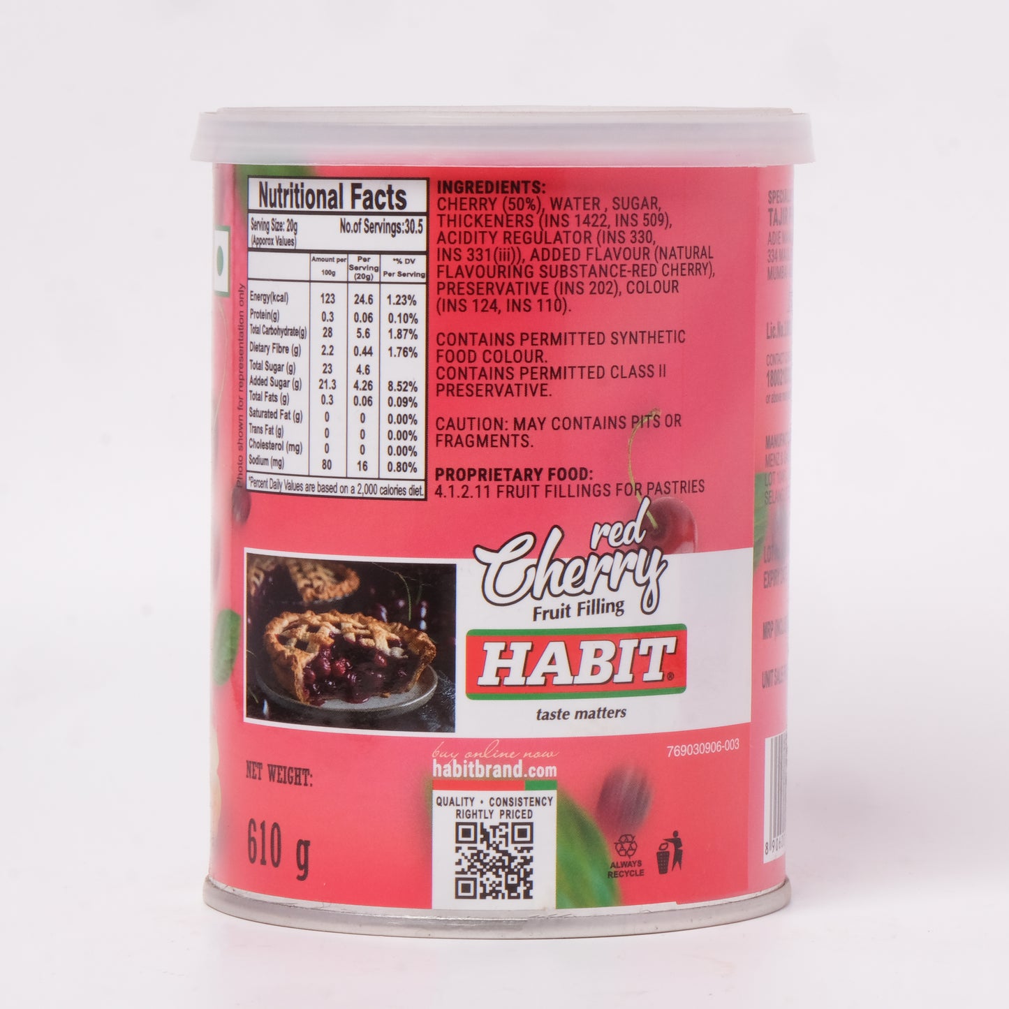 Habit Red Cherry Pie Filling 50% Fruit